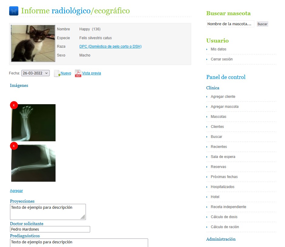 Interfaz de Imagenología NoahVet